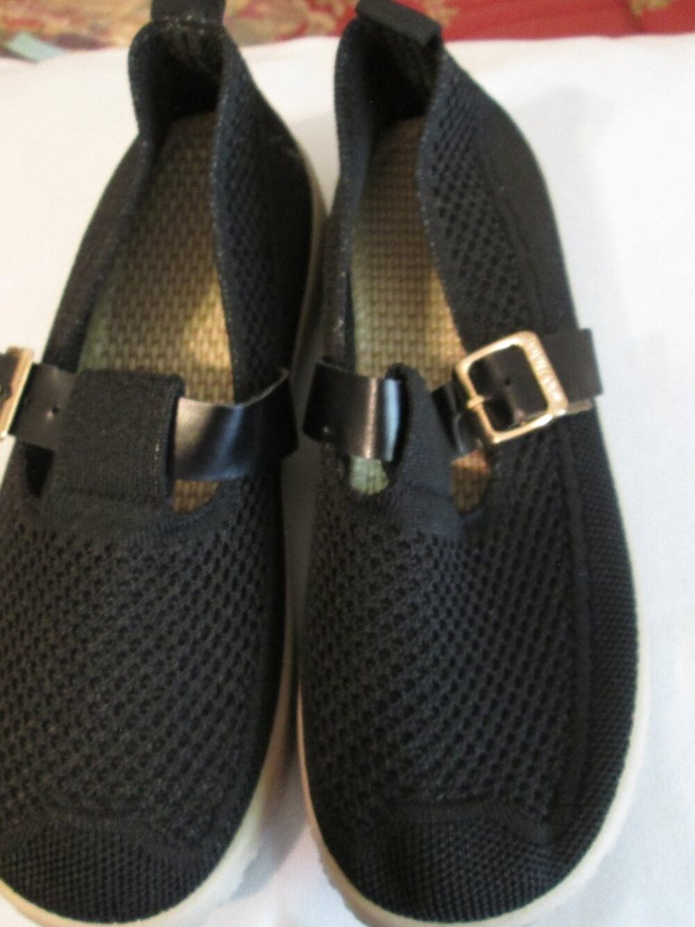Black Knit Women's Mary Jane Flats Size 37